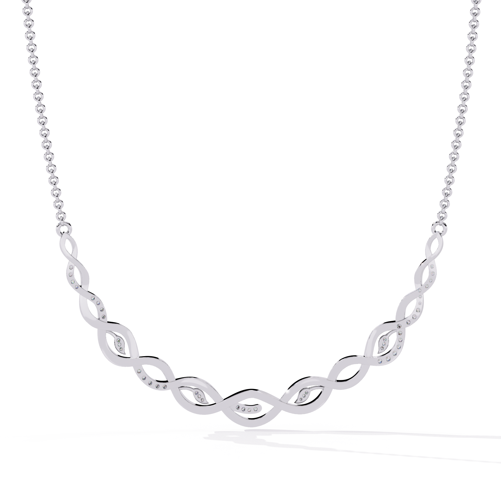 Round Cut Lab Diamond Necklace in 14K White Gold