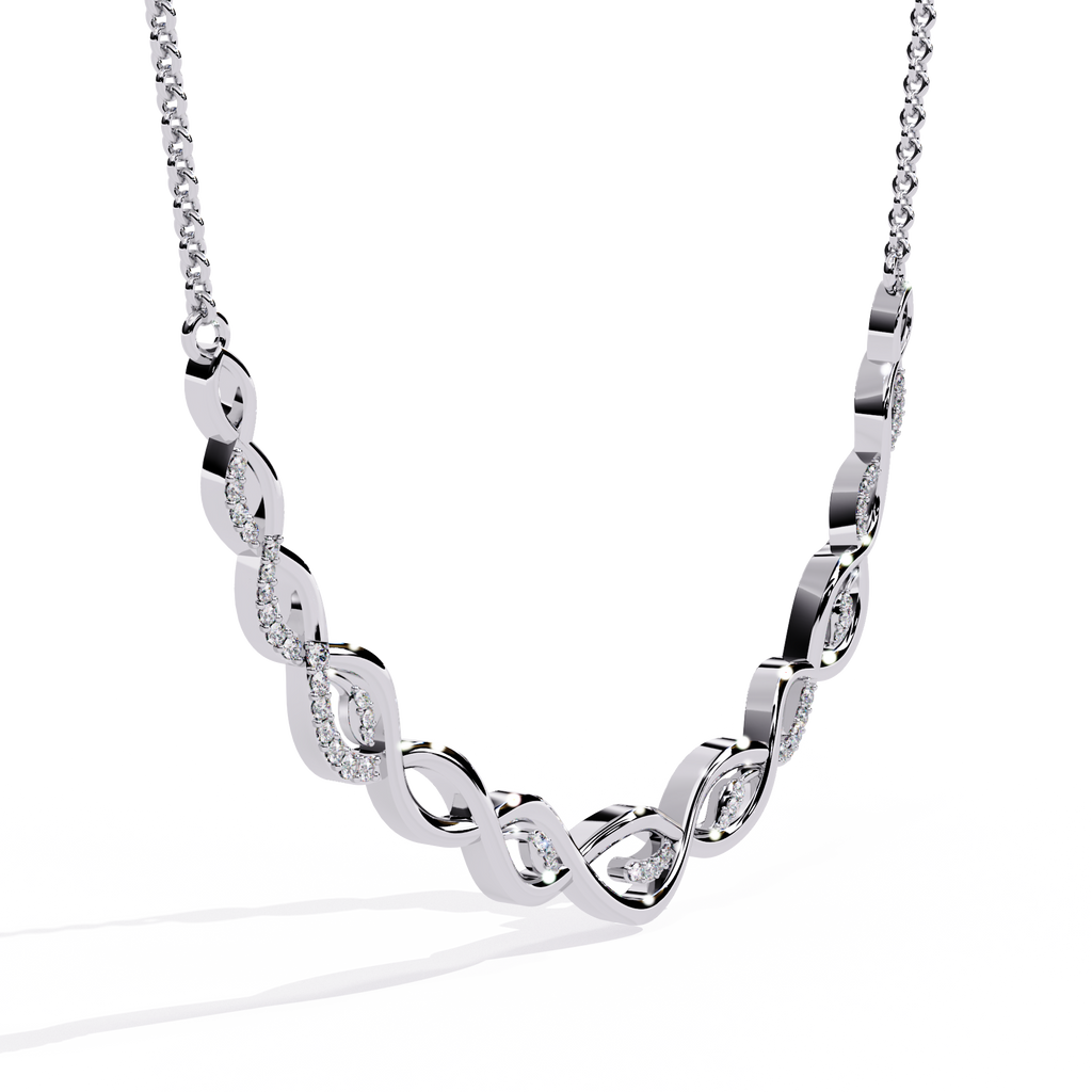 Round Cut Lab Diamond Necklace in 14K White Gold