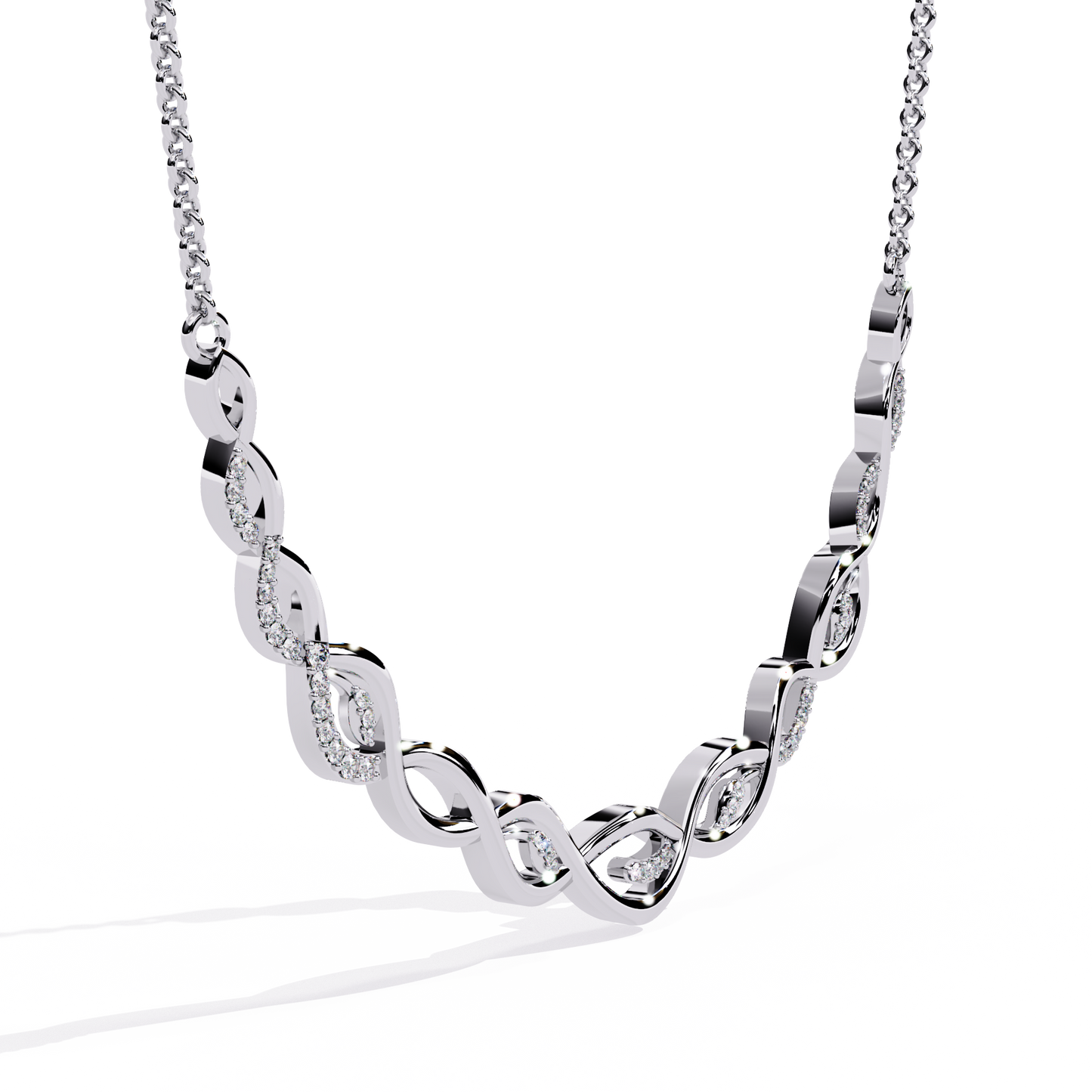 Round Cut Lab Diamond Necklace in 14K White Gold