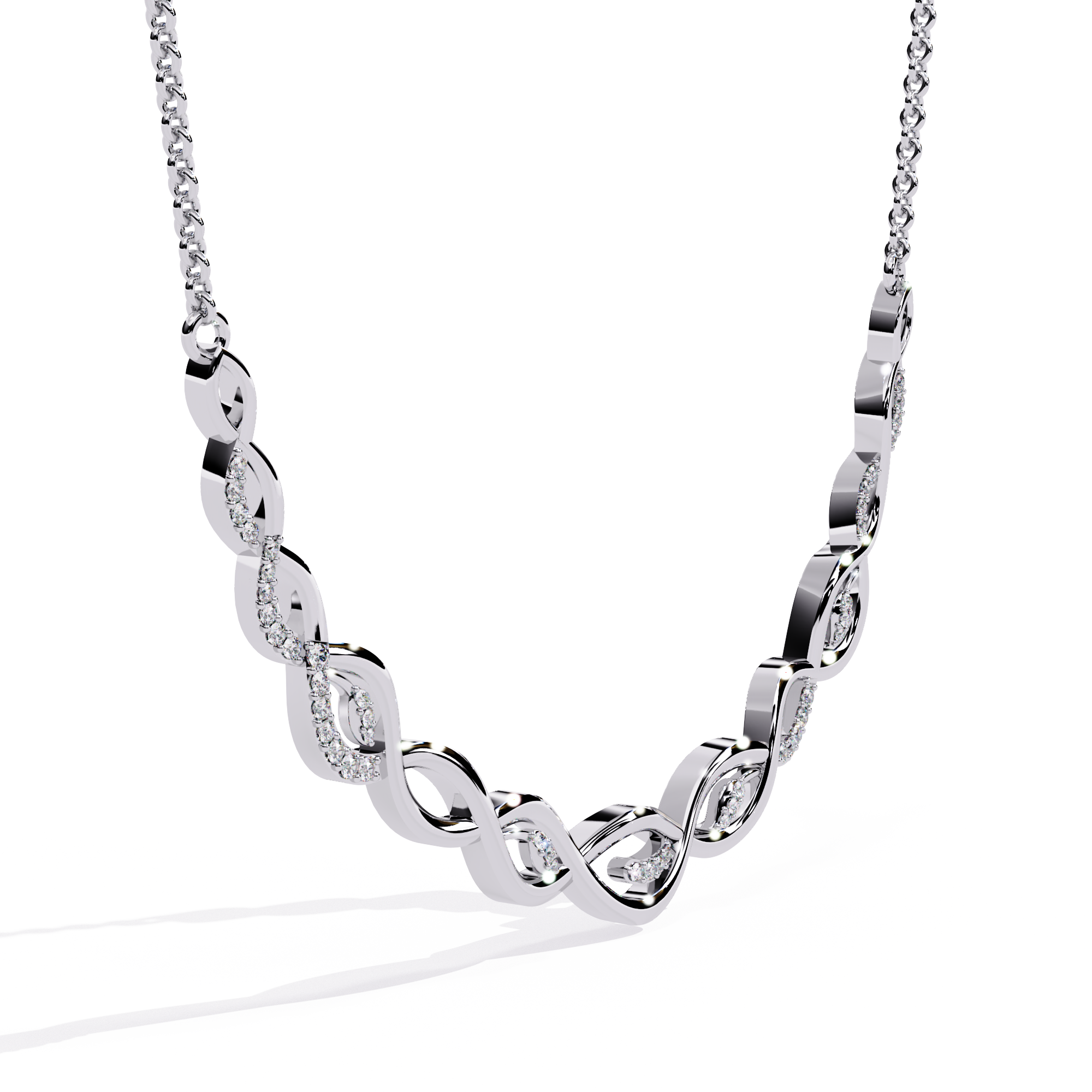 Round Cut Lab Diamond Necklace in 14K White Gold