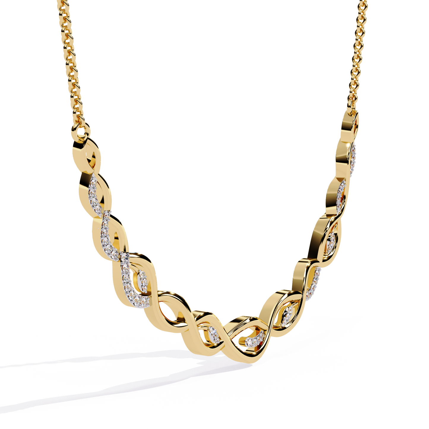 Round Cut Lab Diamond Necklace in 14K White Gold