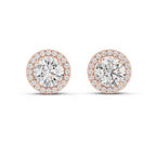 2.50 Carat Round Cut Diamond Halo Stud Earrings