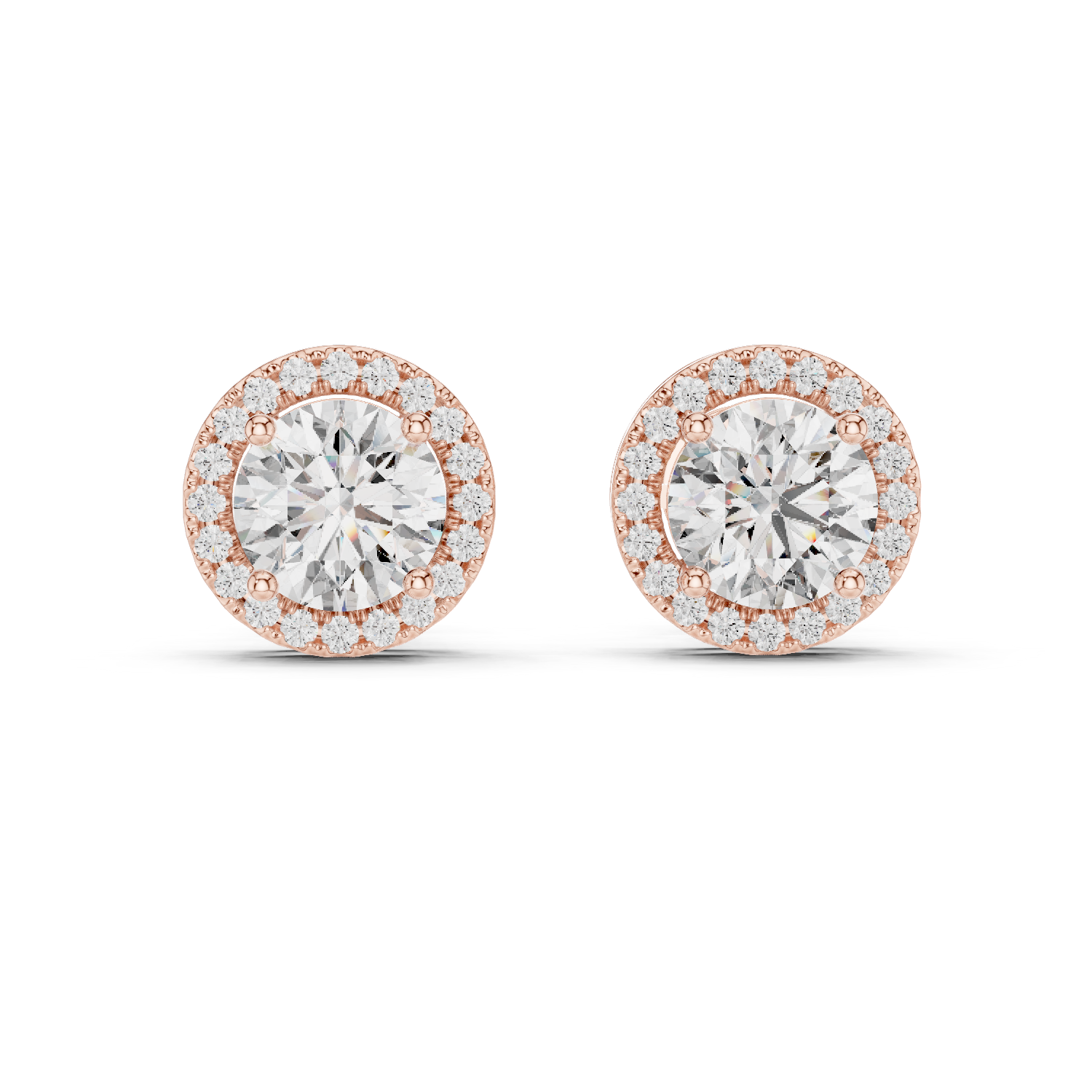 2.50 Carat Round Cut Diamond Halo Stud Earrings