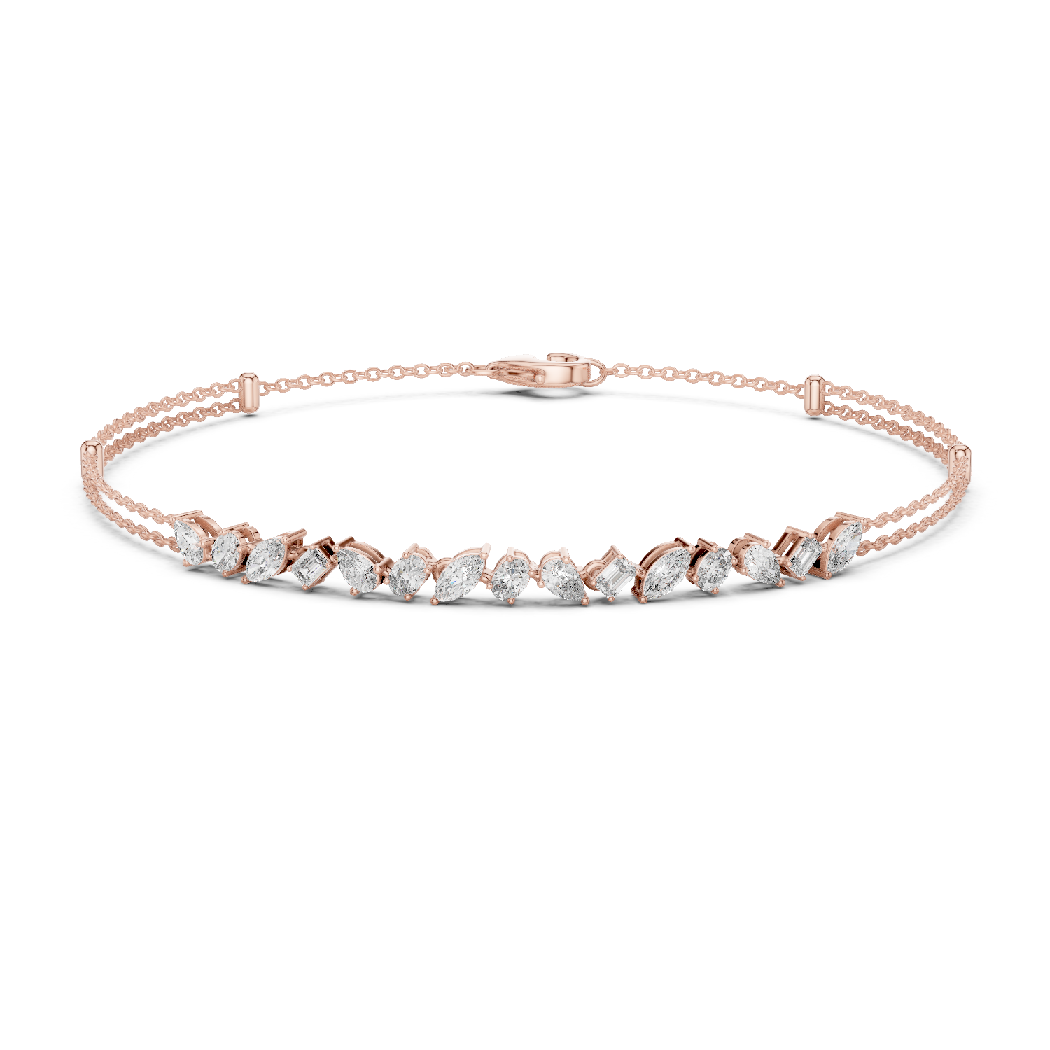 Brilliant Cut Diamond Classic Twin Chain Bracelet