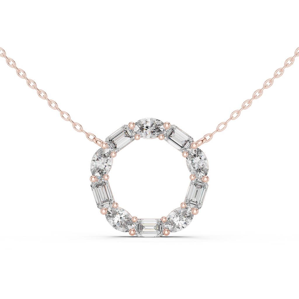 1.50 Carat Oval Shape Lab Diamond Circle Pendant