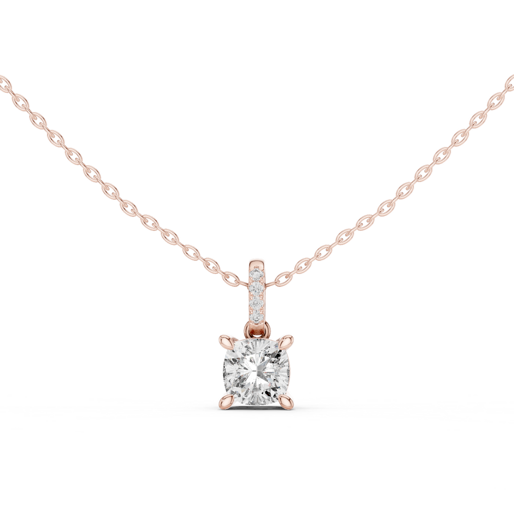 1.50 Carat Cushion Cut Solitaire Lab Diamond Pendant
