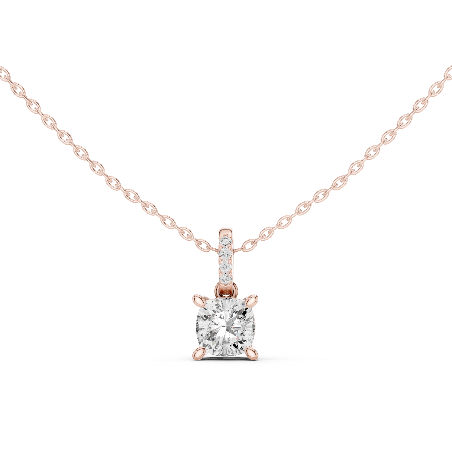 1.50 Carat Cushion Cut Solitaire Lab Diamond Pendant