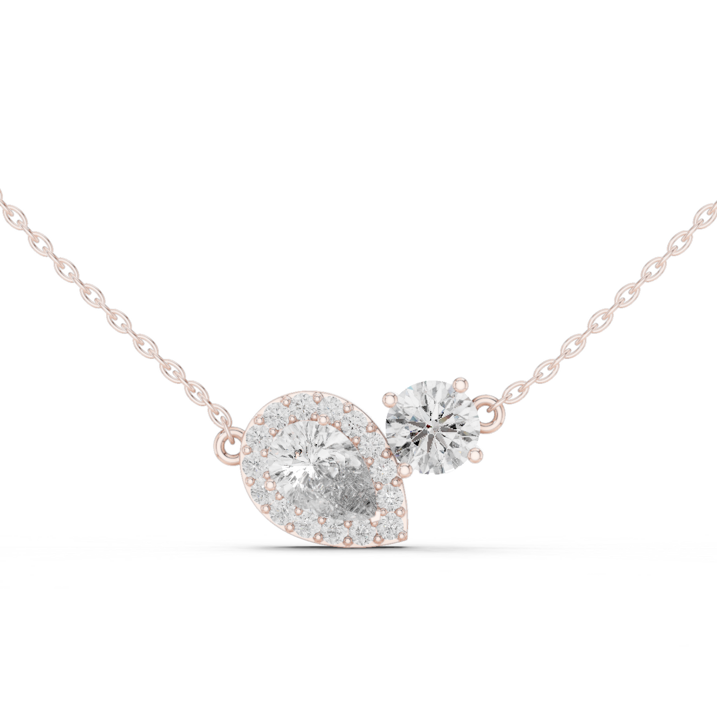 Dual Stone Lab Diamond Pendant With Halo Setting