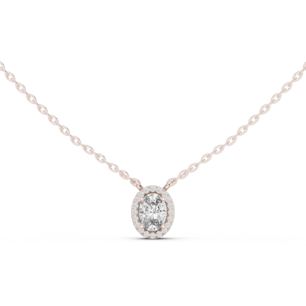 Fancy Oval Cut Halo Lab Diamond Pendant