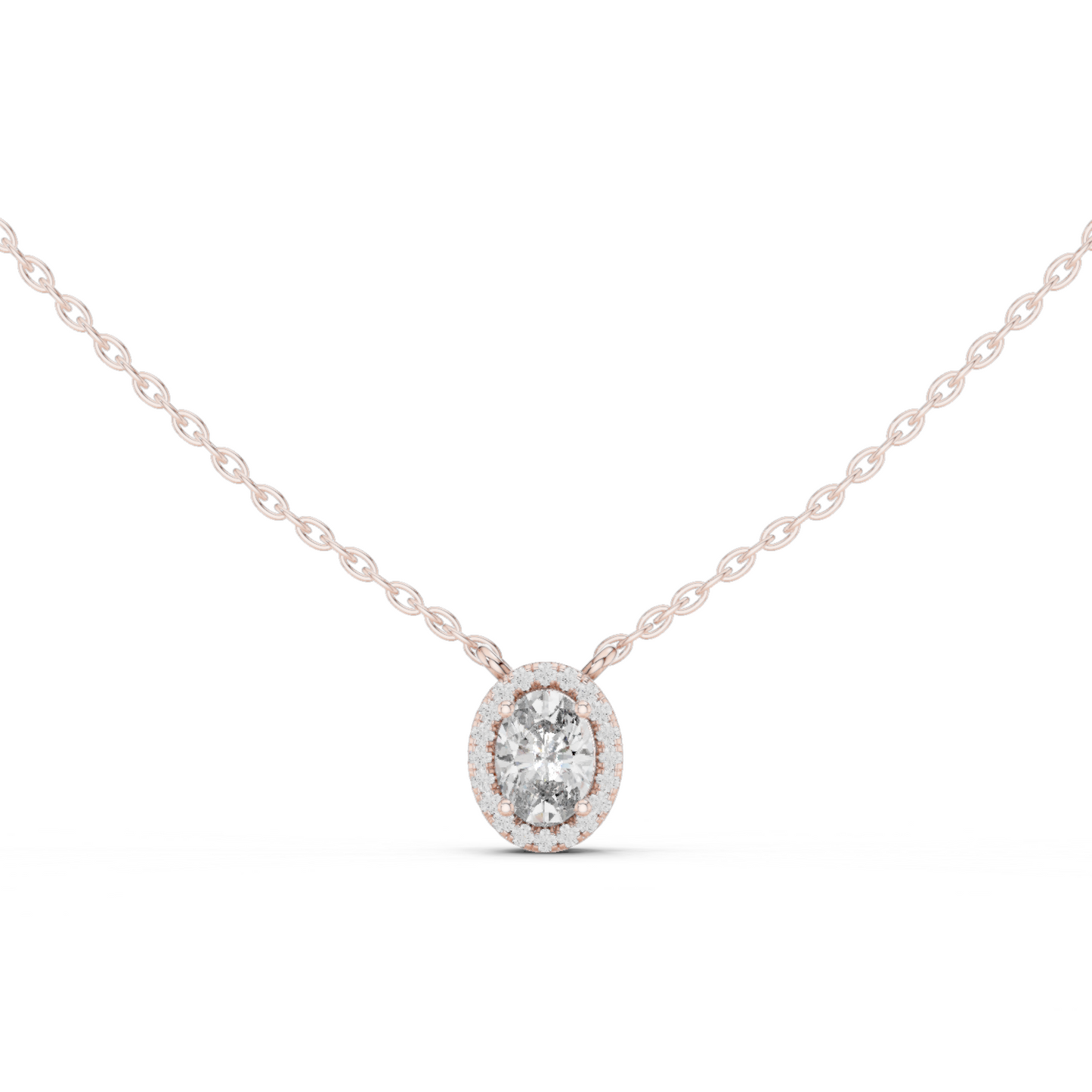 Fancy Oval Cut Halo Lab Diamond Pendant