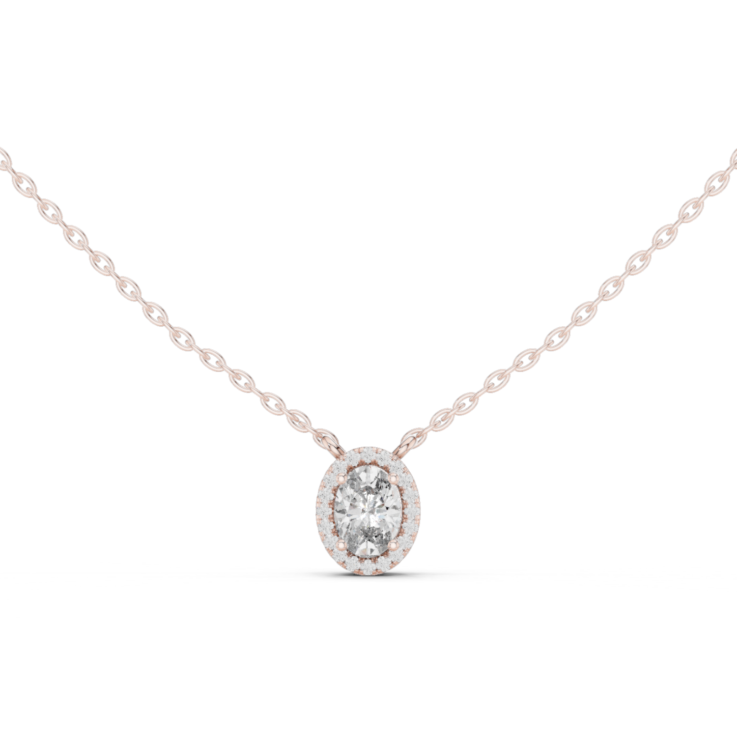 Fancy Oval Cut Halo Lab Diamond Pendant