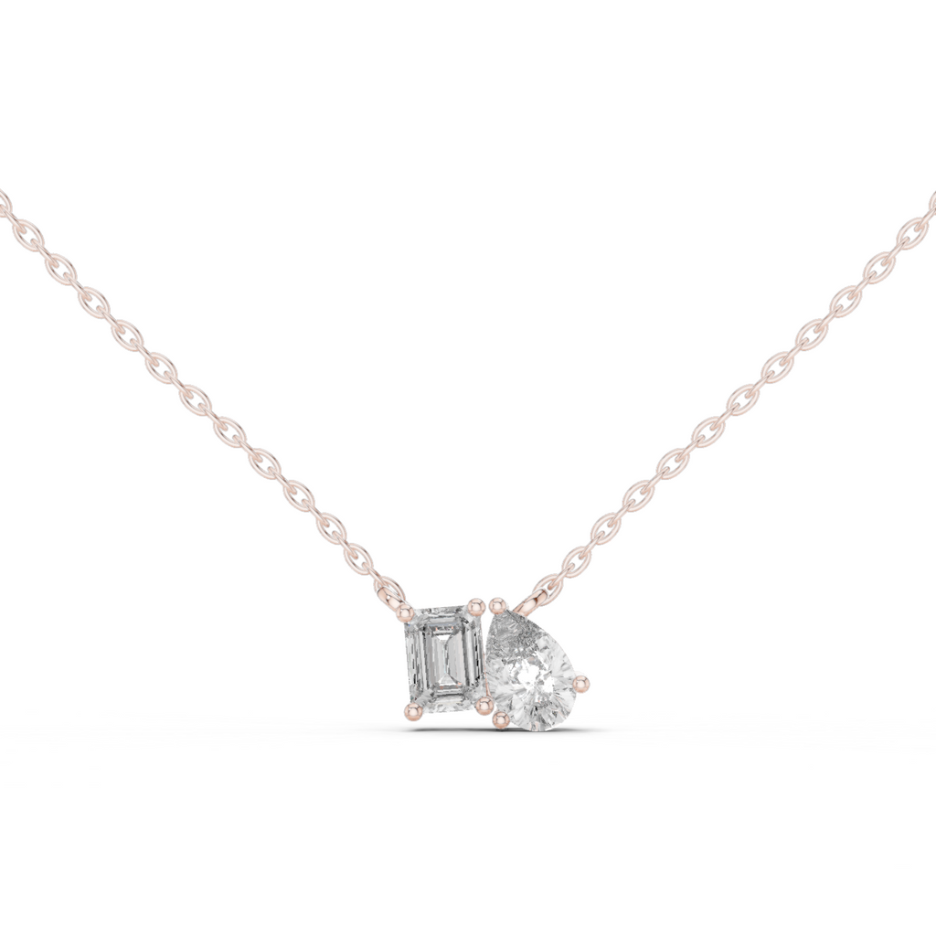Pear And Emerald Cut Lab Diamond Solitaire Pendant