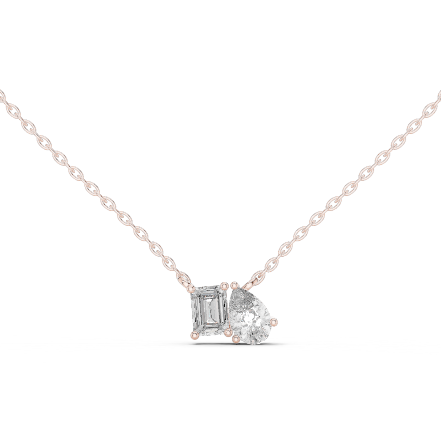 Pear And Emerald Cut Lab Diamond Solitaire Pendant