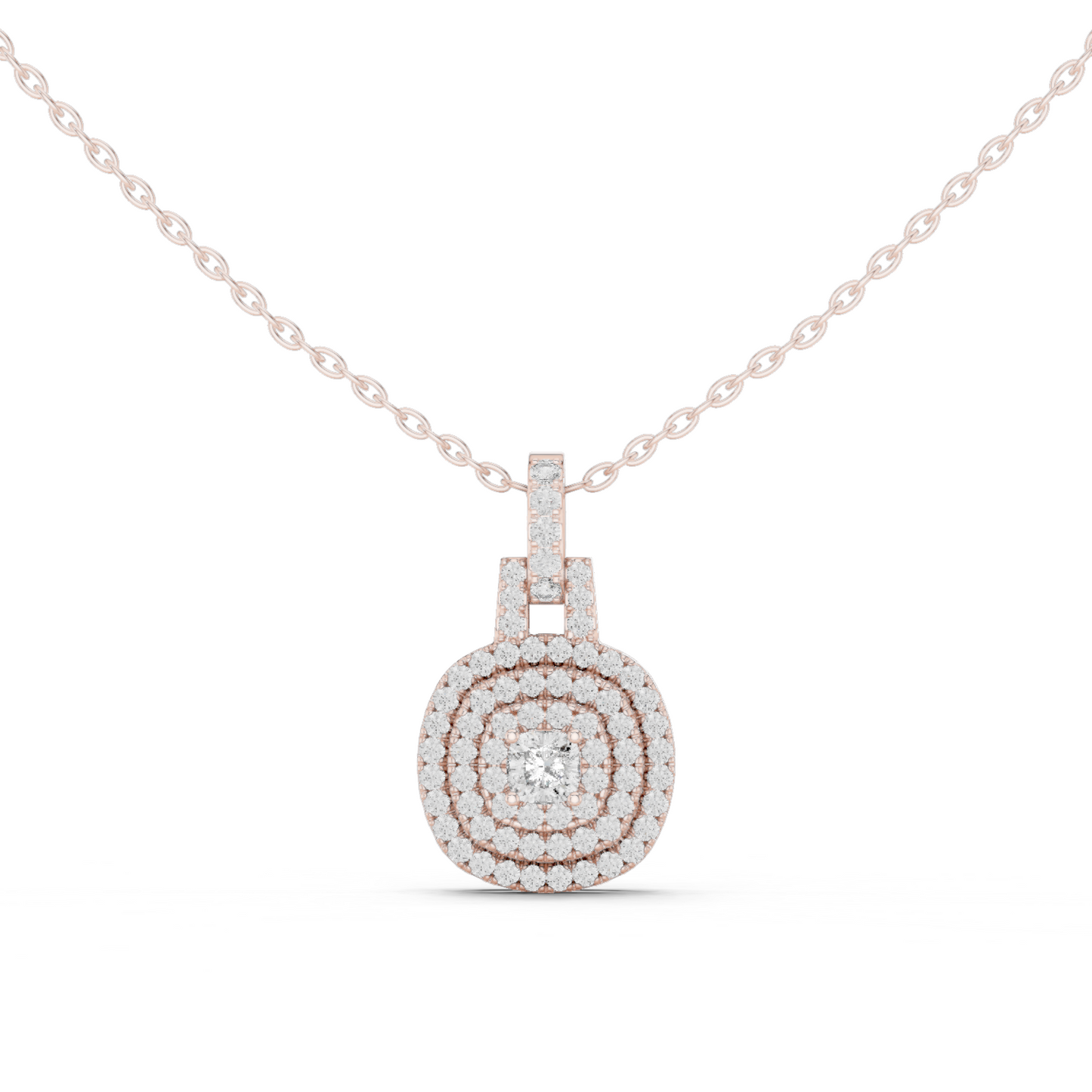 Vintage Halo Cushion Cut Lab Diamond Pendant