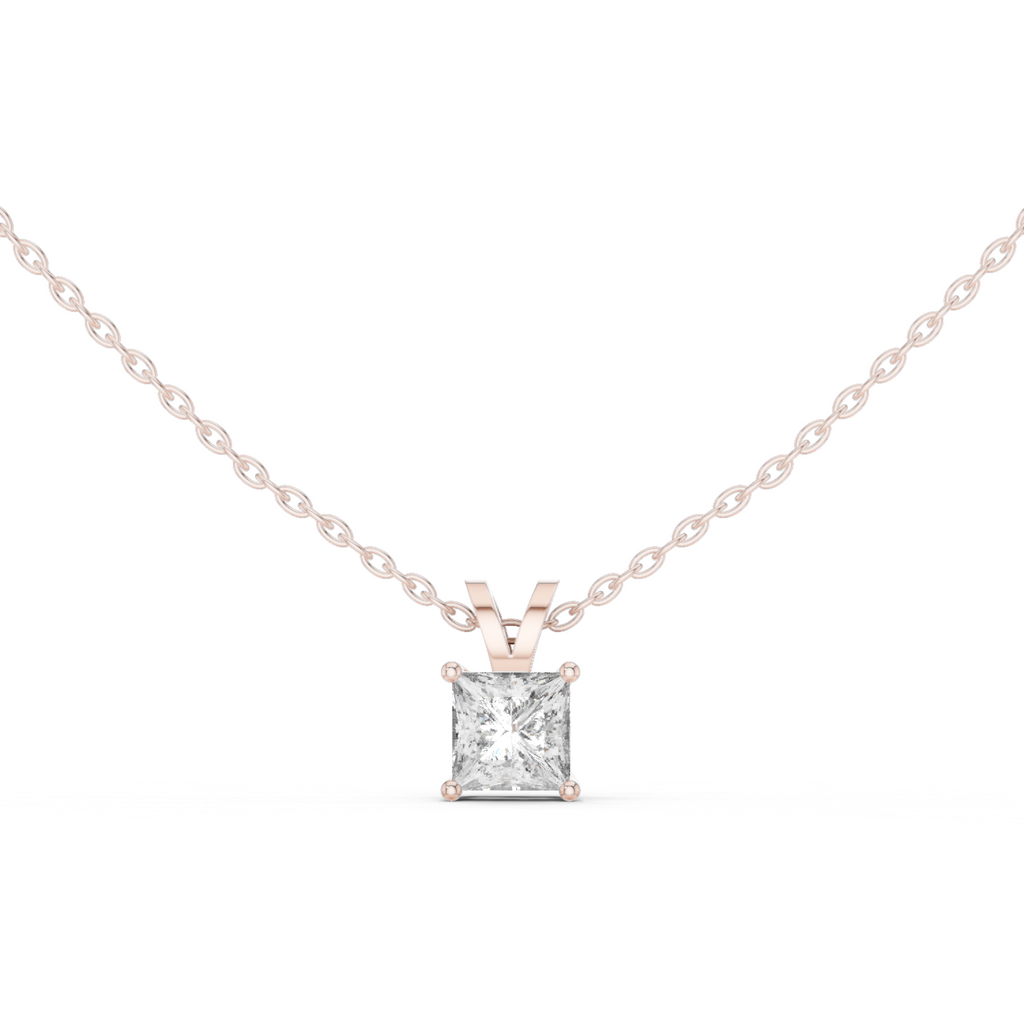Princess Cut Solitaire Lab Diamond Pendant