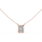 Bezel Set Emerald lab Diamond Solitaire Pendant