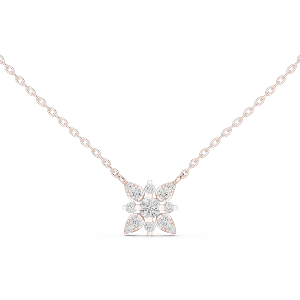 Round Lab Diamond Studded Flower Pendant