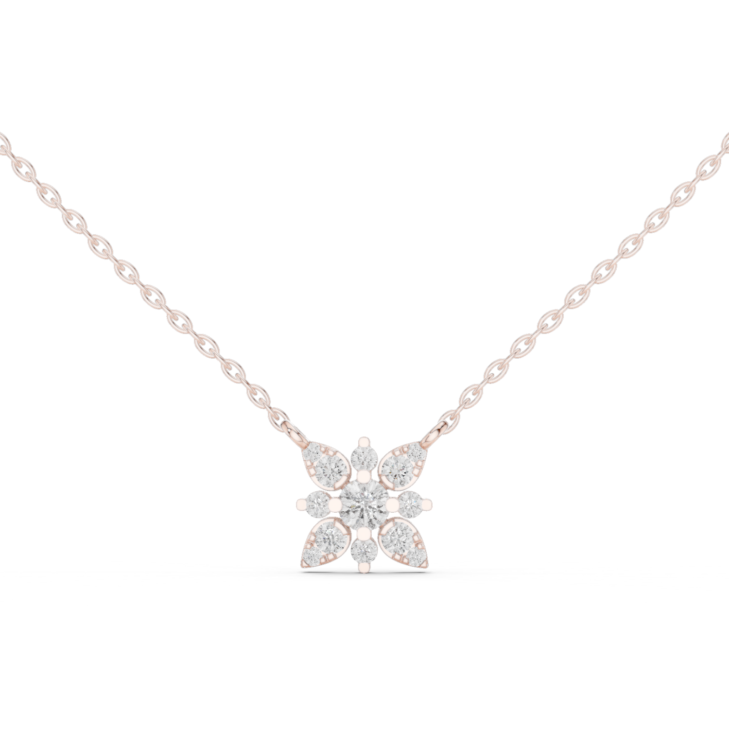 Round Lab Diamond Studded Flower Pendant