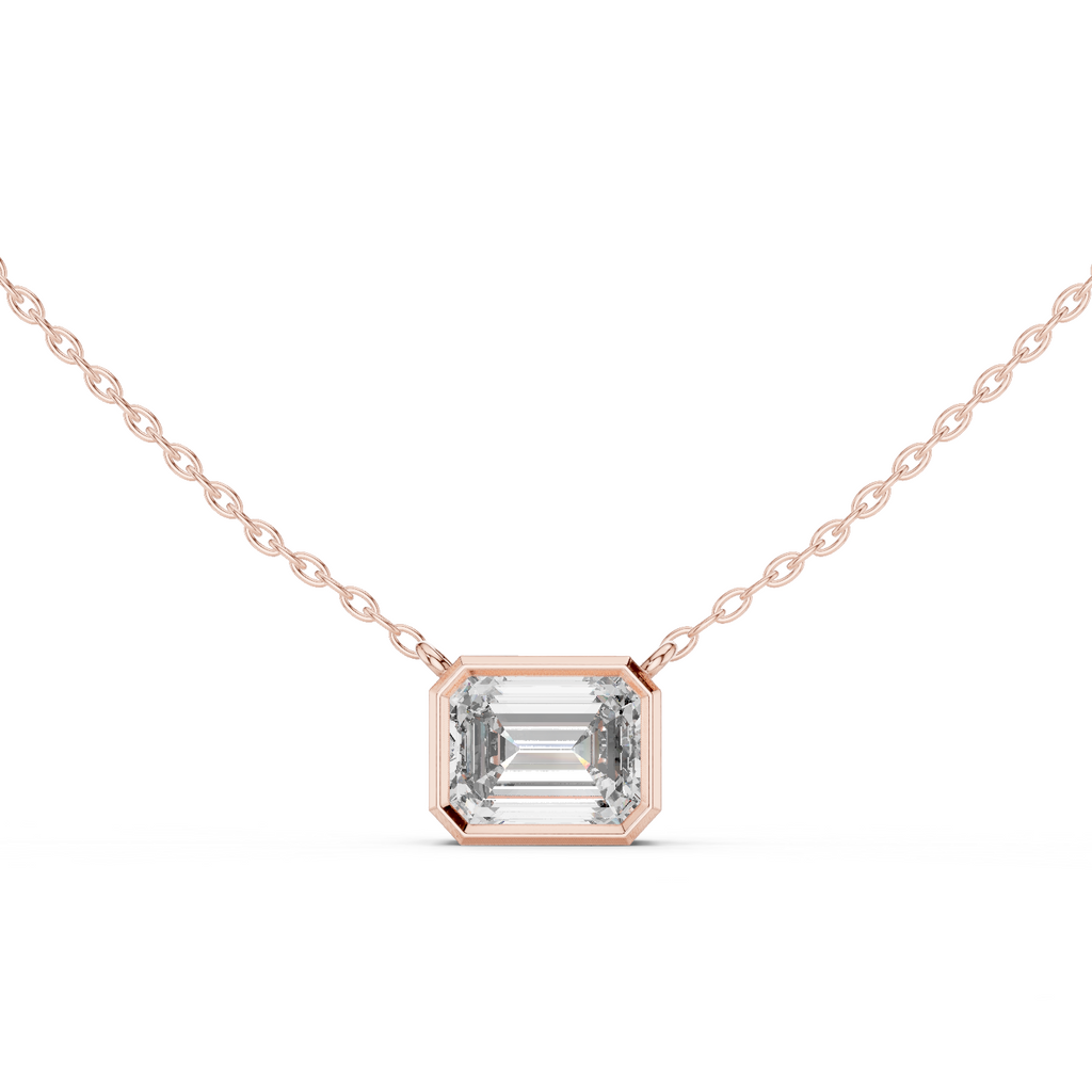2.50 Carat Emerald Cut Lab Diamond Bezel Set Pendant