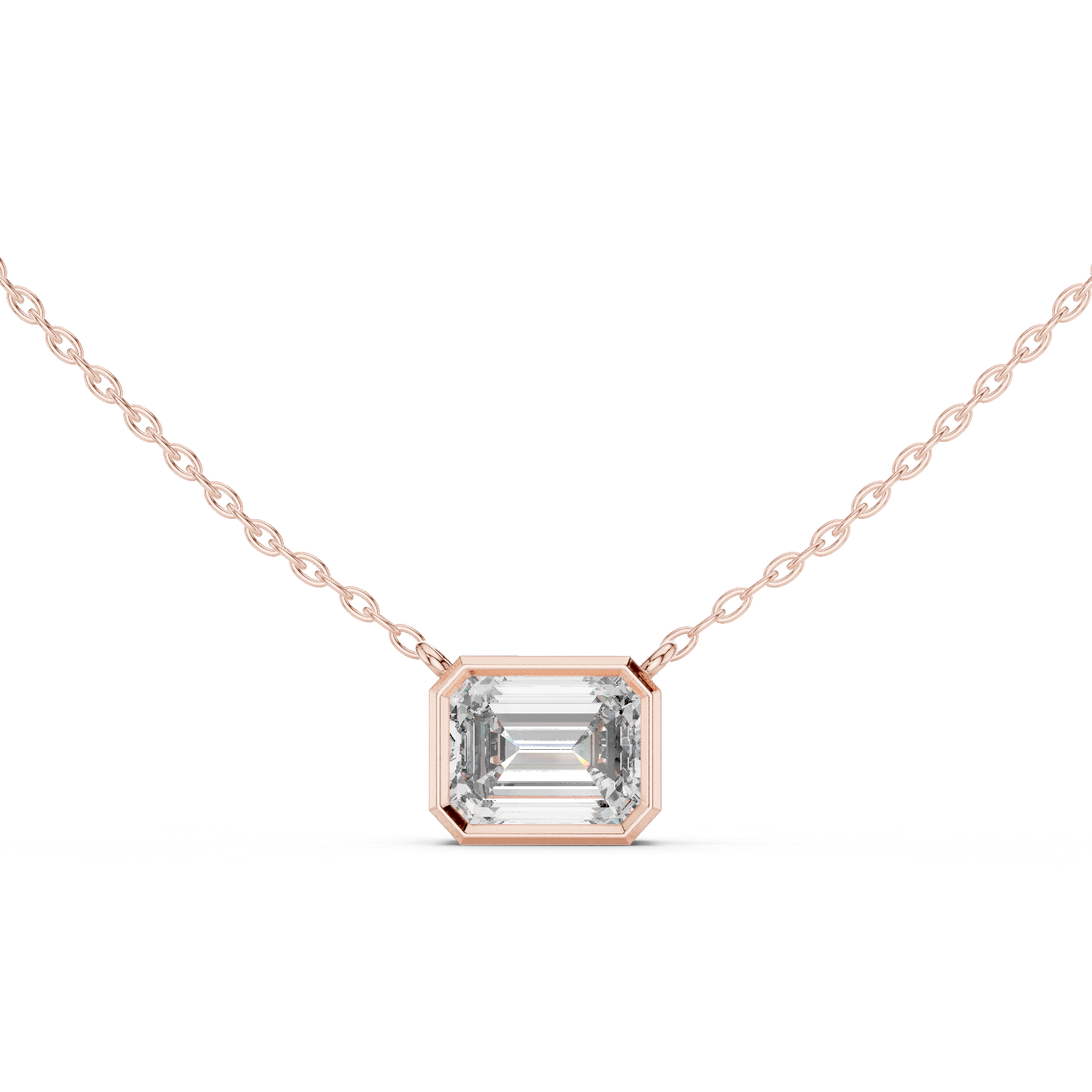 2.50 Carat Emerald Cut Lab Diamond Bezel Set Pendant