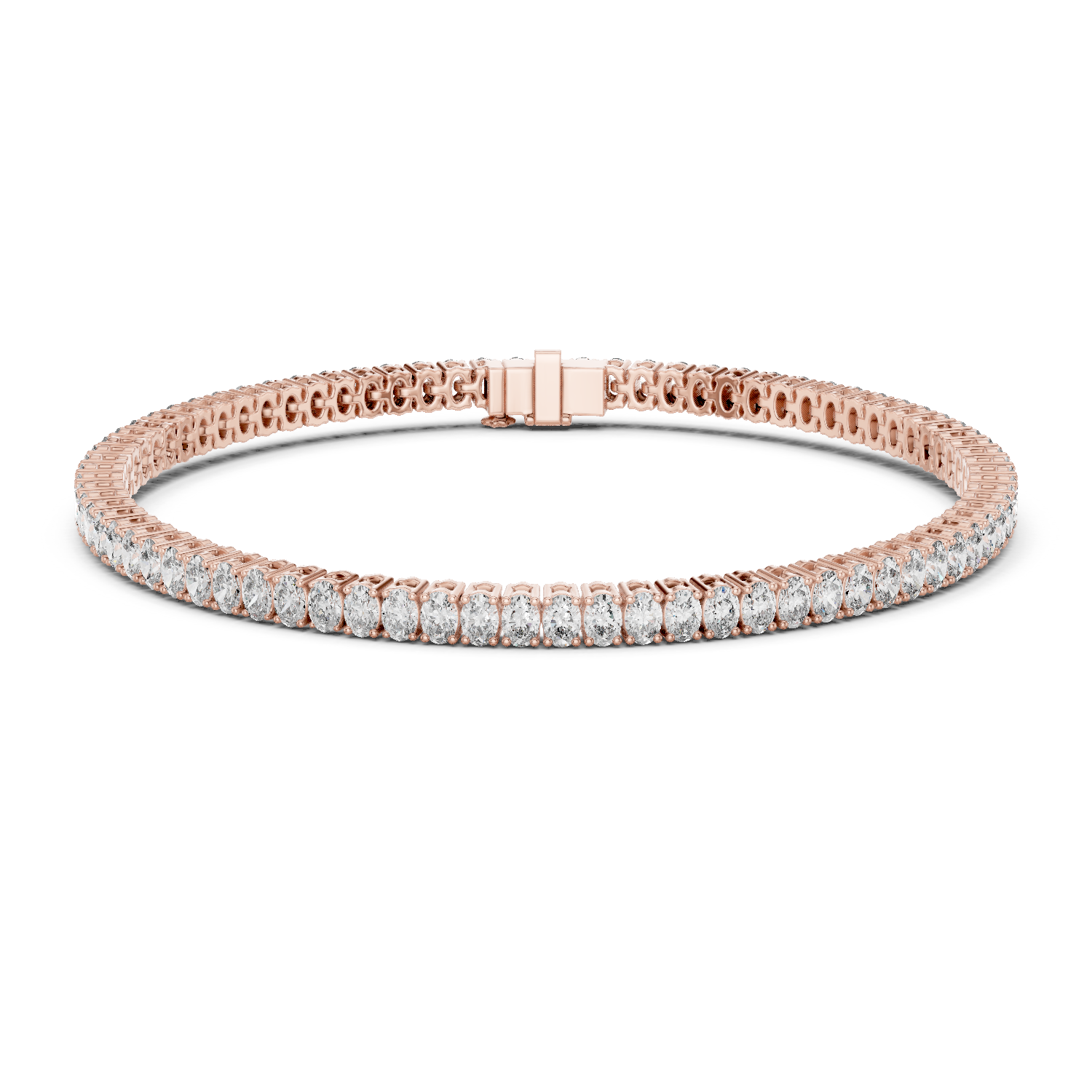 Oval Diamond Tennis Bracelet With Prong Setting