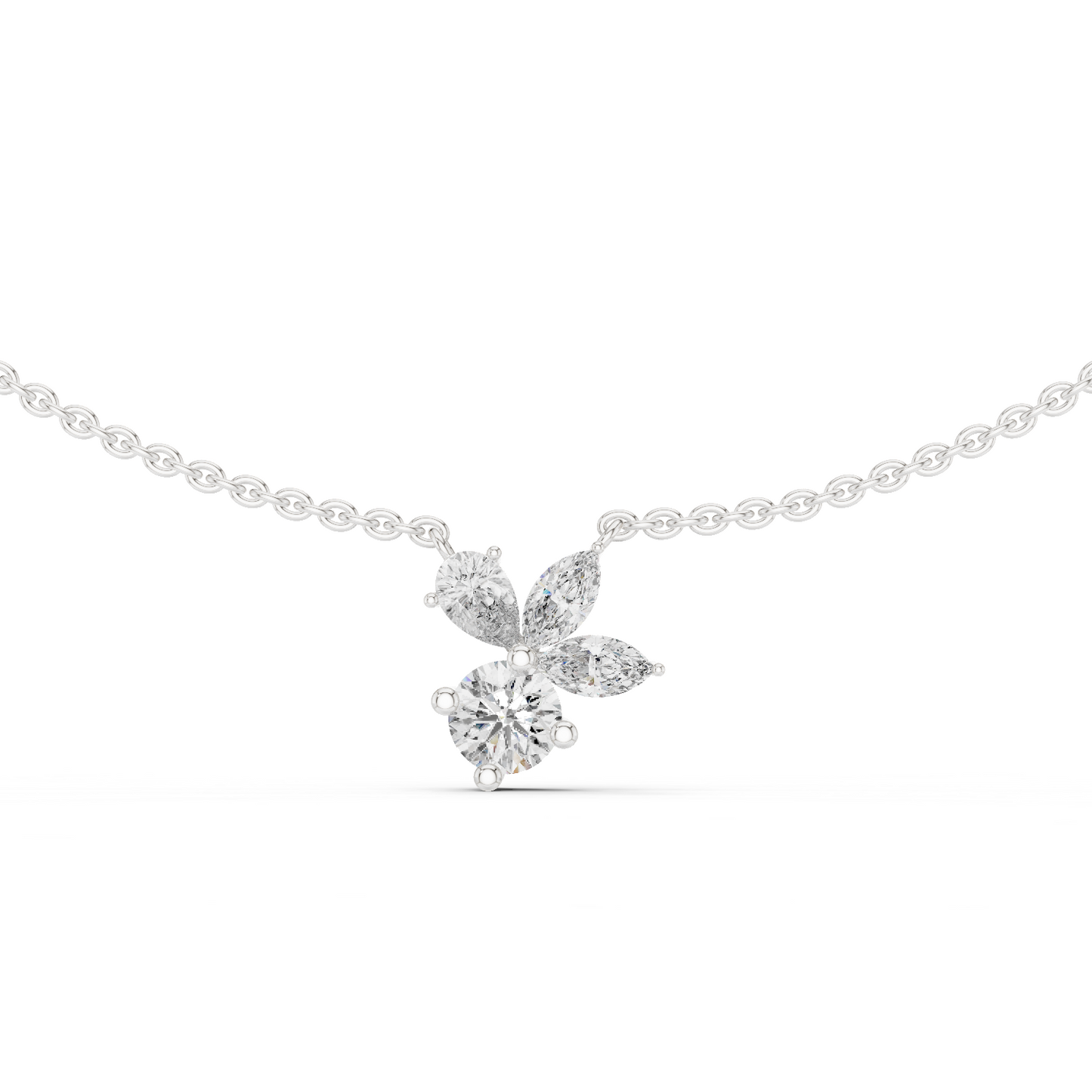 Multi Shape Lab Diamond Floral Pendant