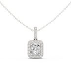 3 Carat Cushion Lab Diamond Halo Pendant