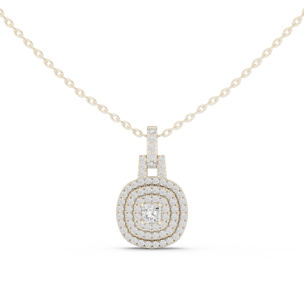 Vintage Halo Cushion Cut Lab Diamond Pendant