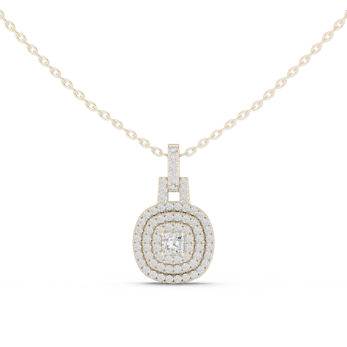 Vintage Halo Cushion Cut Lab Diamond Pendant