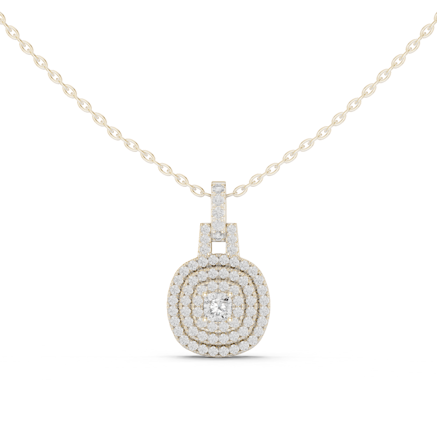 Vintage Halo Cushion Cut Lab Diamond Pendant