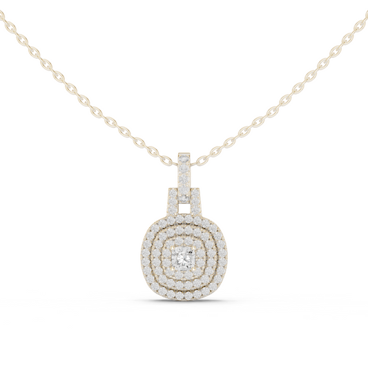 Vintage Halo Cushion Cut Lab Diamond Pendant