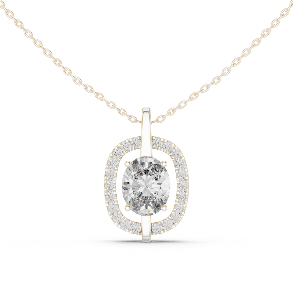 Oval Cut Lab Diamond Pendant With Halo Setting