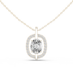 Oval Cut Lab Diamond Pendant With Halo Setting