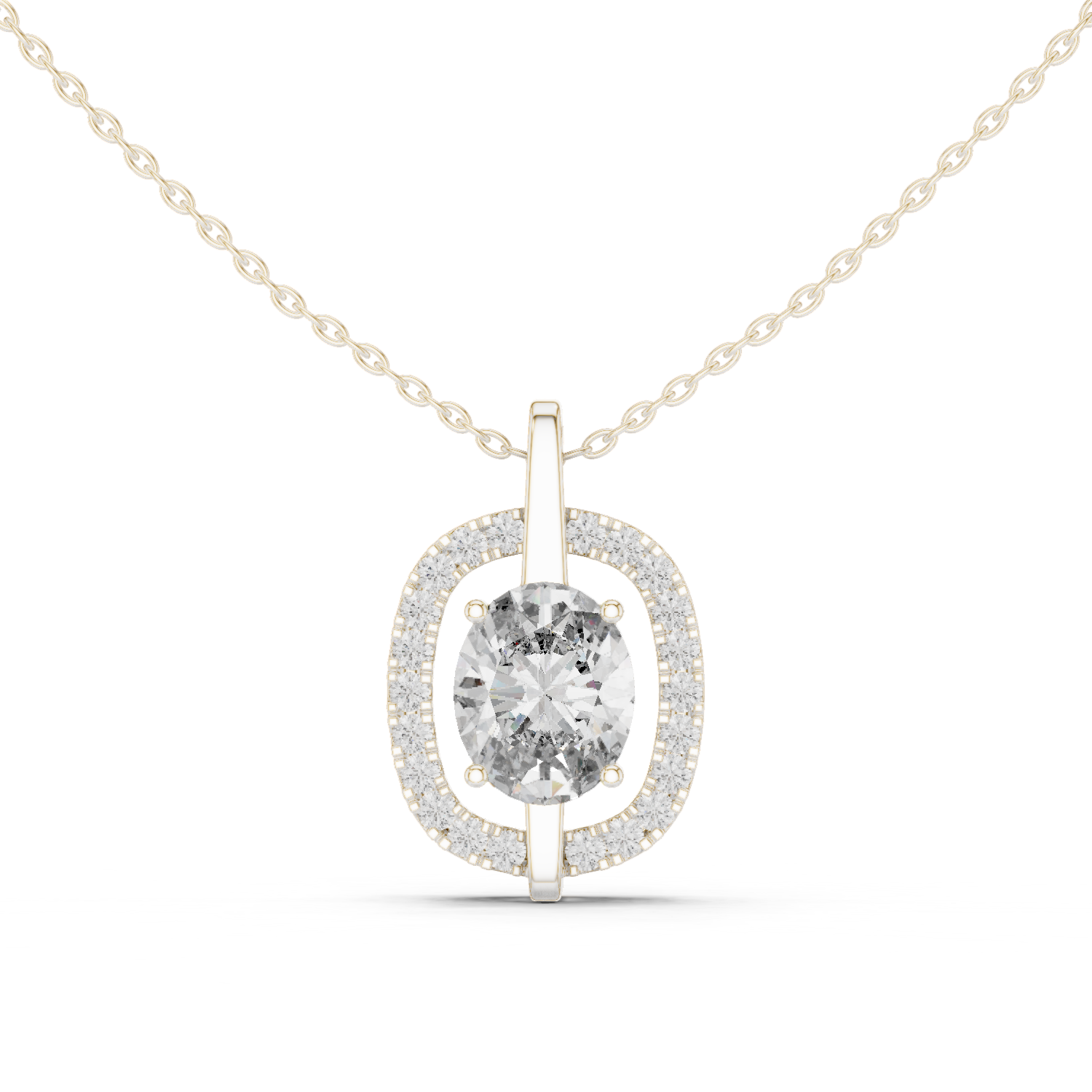 Oval Cut Lab Diamond Pendant With Halo Setting