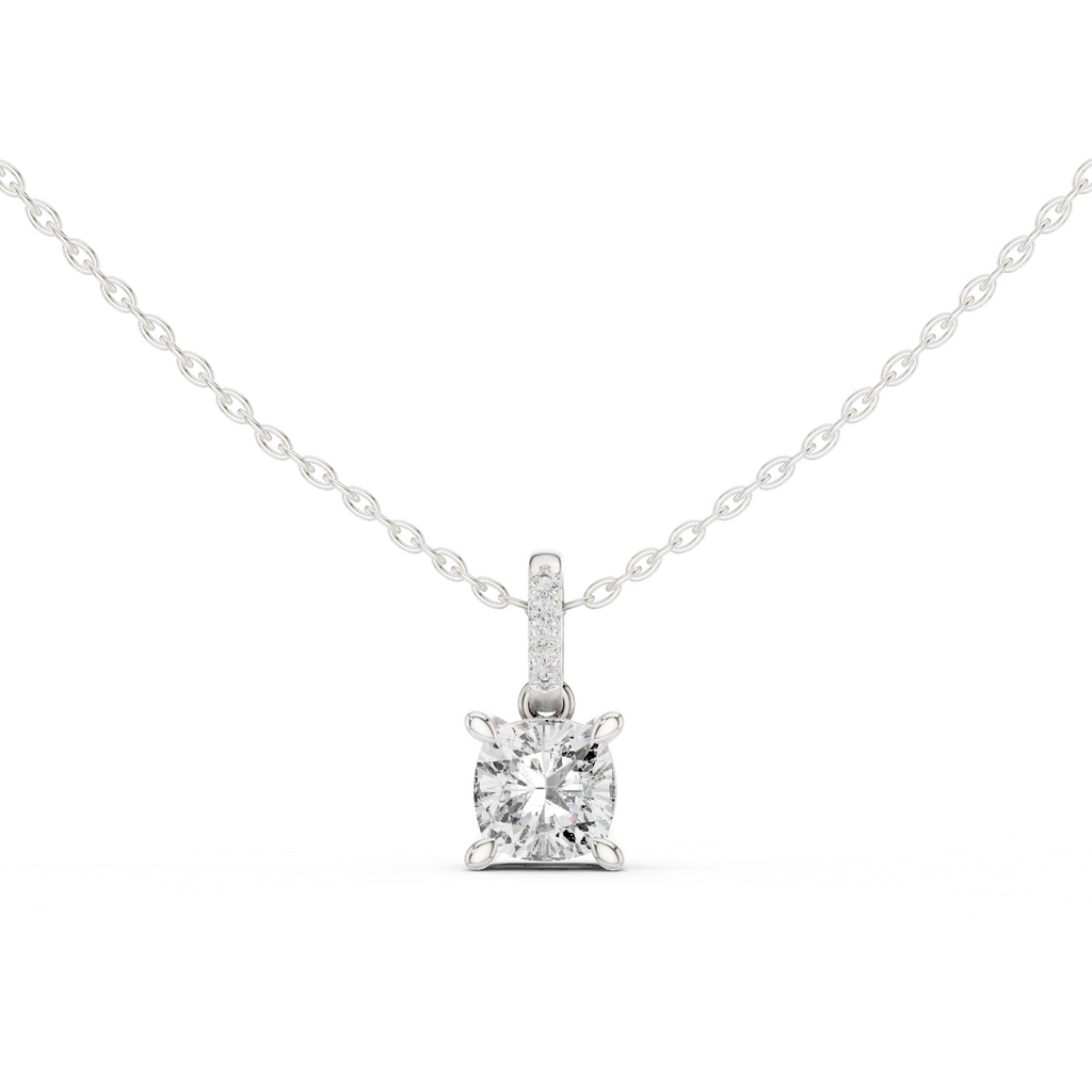 1.50 Carat Cushion Cut Solitaire Lab Diamond Pendant