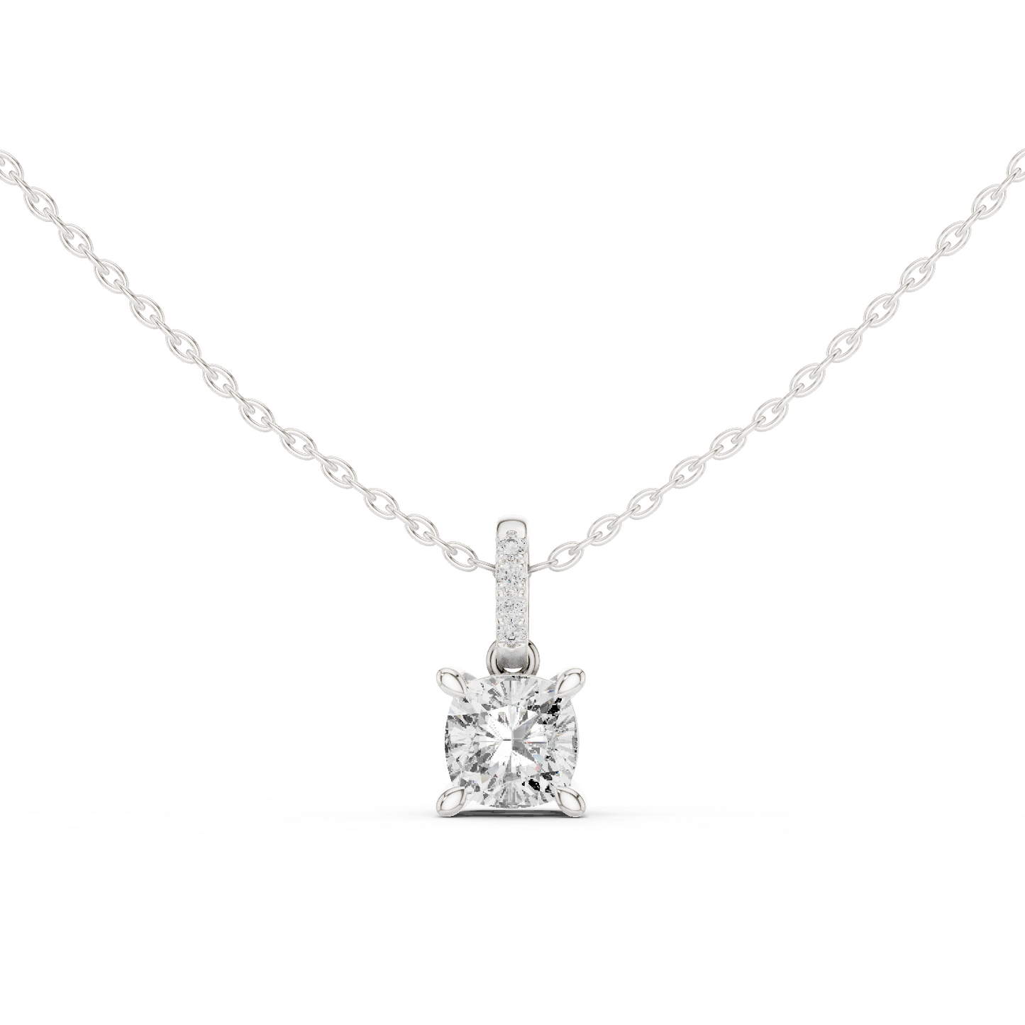 1.50 Carat Cushion Cut Solitaire Lab Diamond Pendant