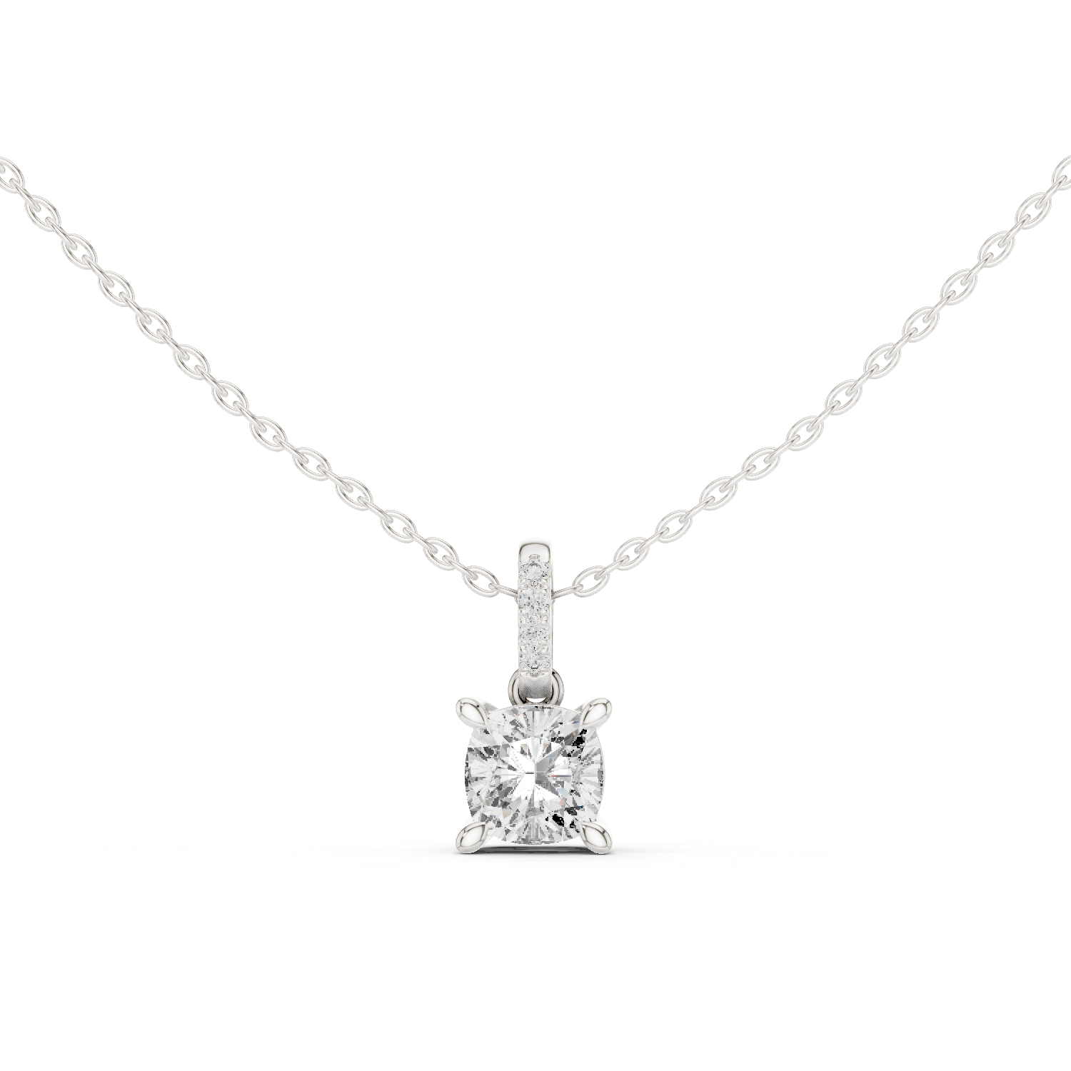 1.50 Carat Cushion Cut Solitaire Lab Diamond Pendant