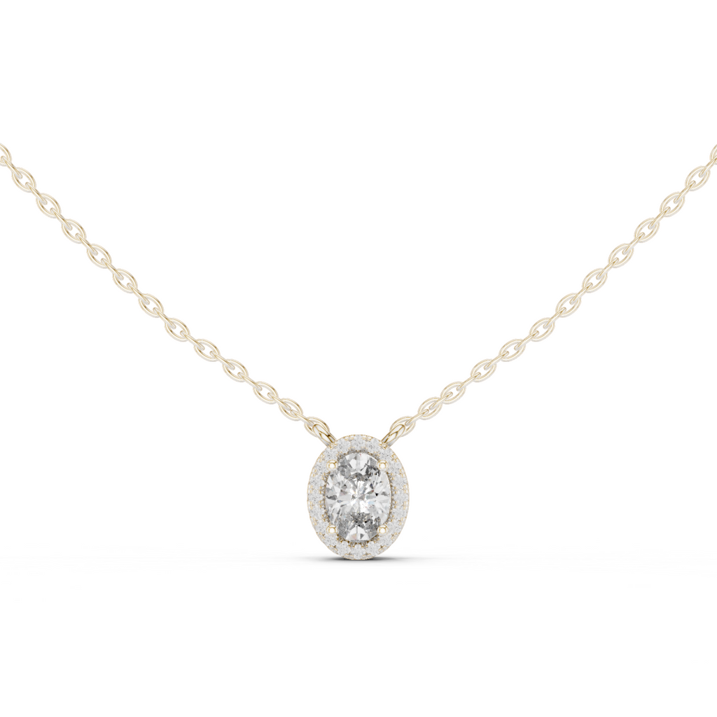 Fancy Oval Cut Halo Lab Diamond Pendant