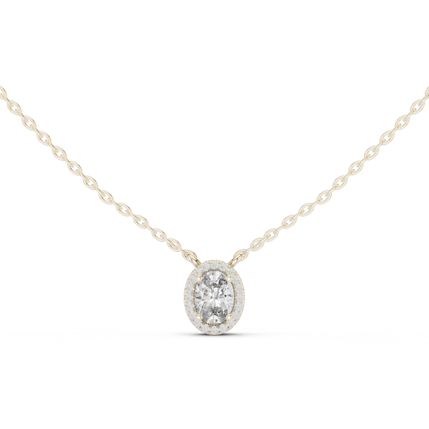 Fancy Oval Cut Halo Lab Diamond Pendant