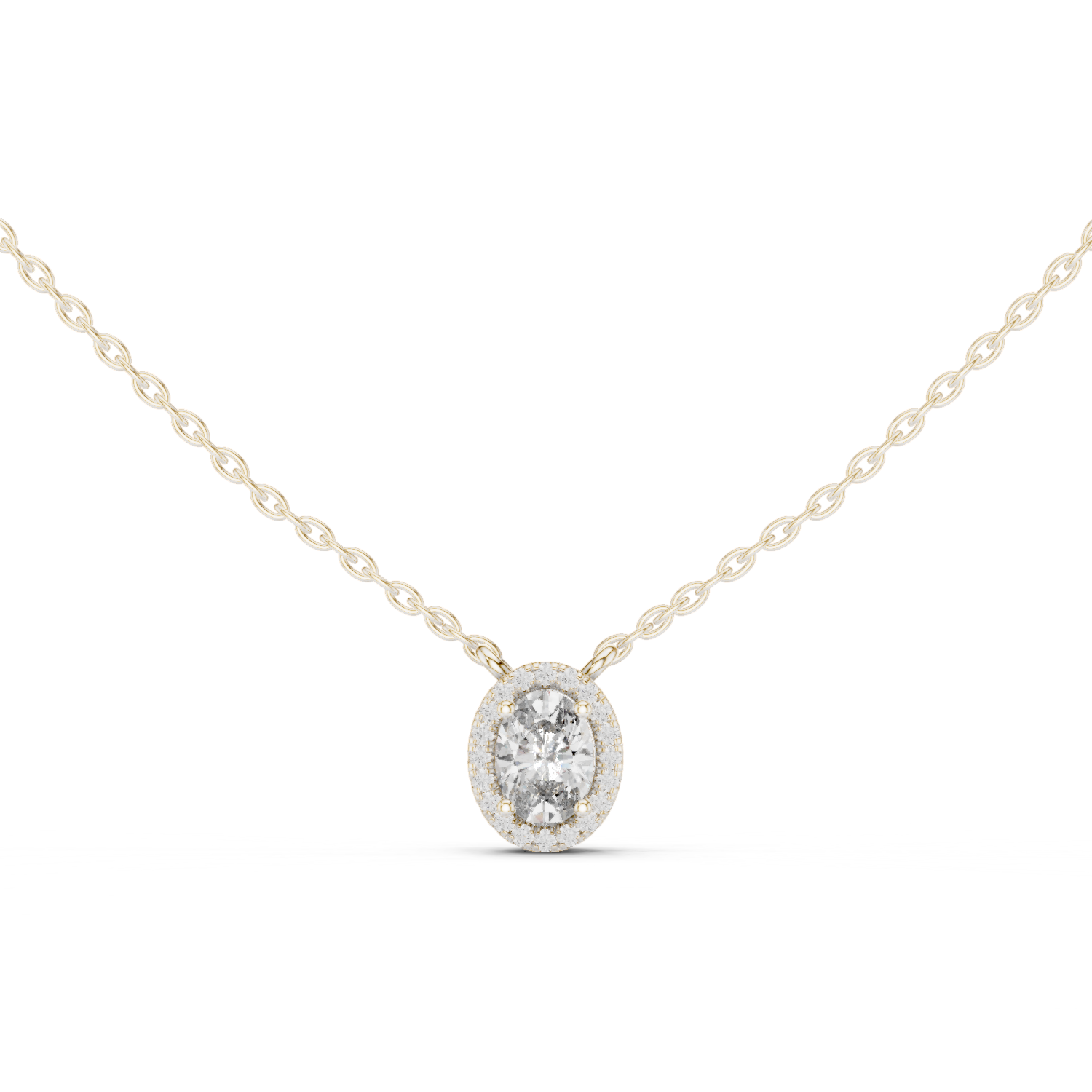 Fancy Oval Cut Halo Lab Diamond Pendant