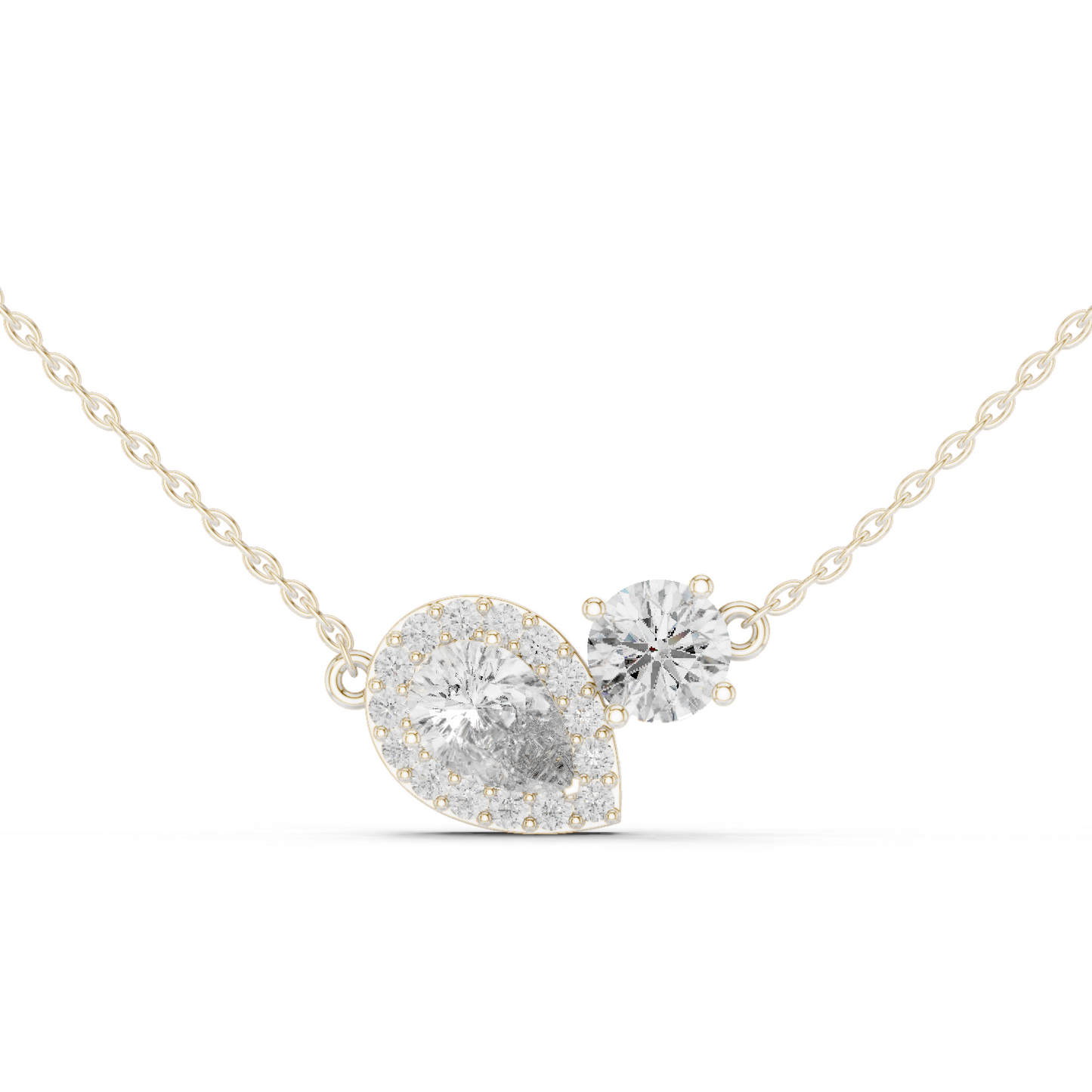 Dual Stone Lab Diamond Pendant With Halo Setting