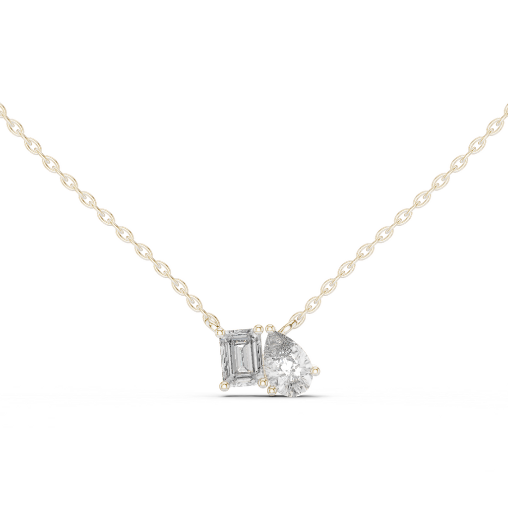 Pear And Emerald Cut Lab Diamond Solitaire Pendant