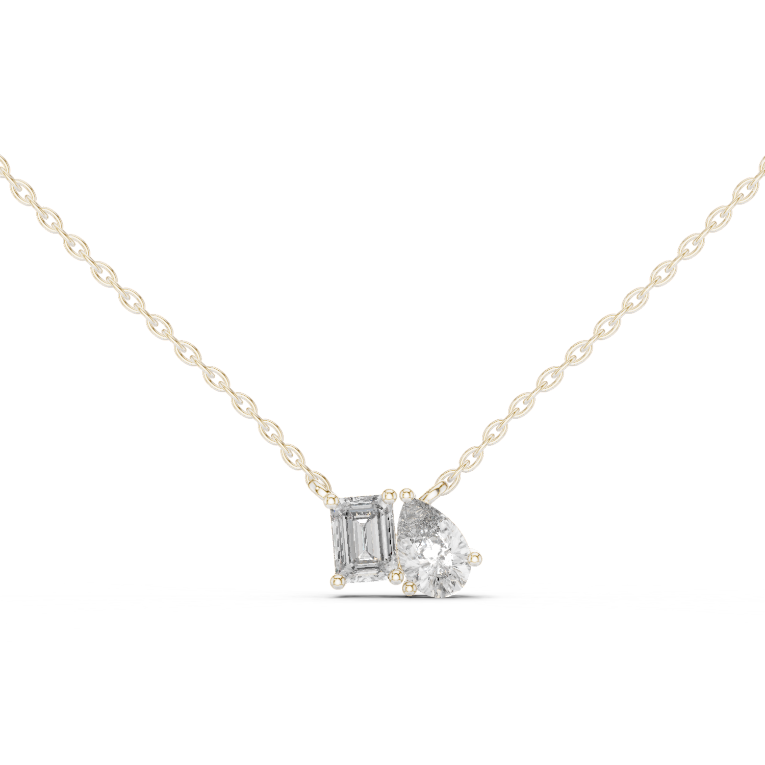 Pear And Emerald Cut Lab Diamond Solitaire Pendant