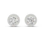 2.50 Carat Round Cut Diamond Halo Stud Earrings