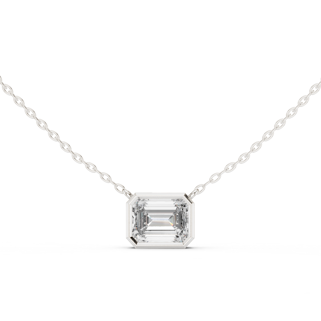 2.50 Carat Emerald Cut Lab Diamond Bezel Set Pendant