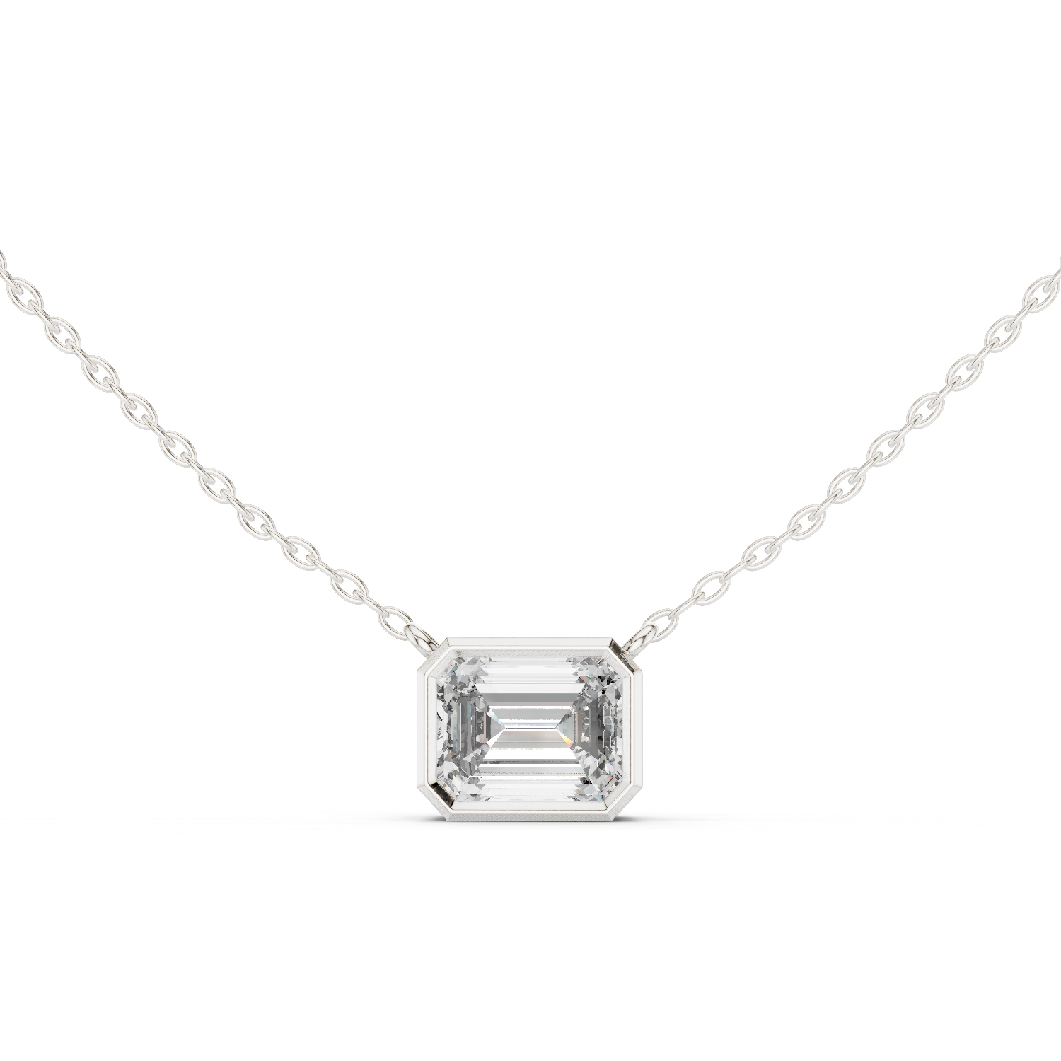 2.50 Carat Emerald Cut Lab Diamond Bezel Set Pendant