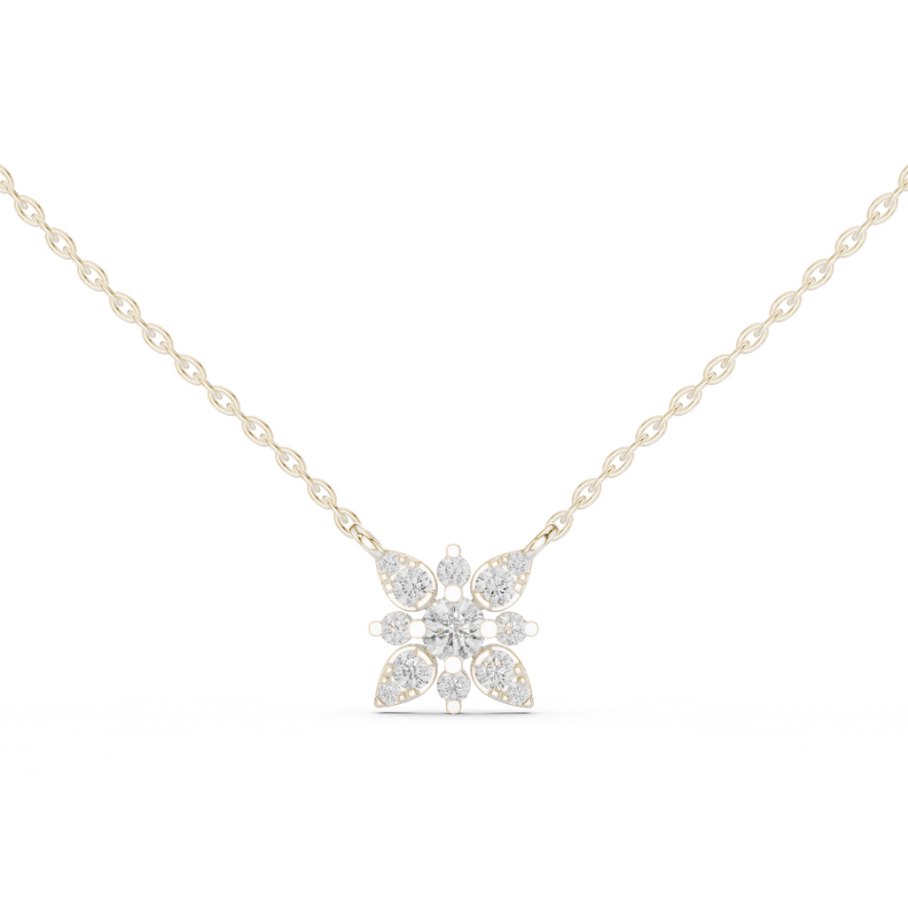 Round Lab Diamond Studded Flower Pendant