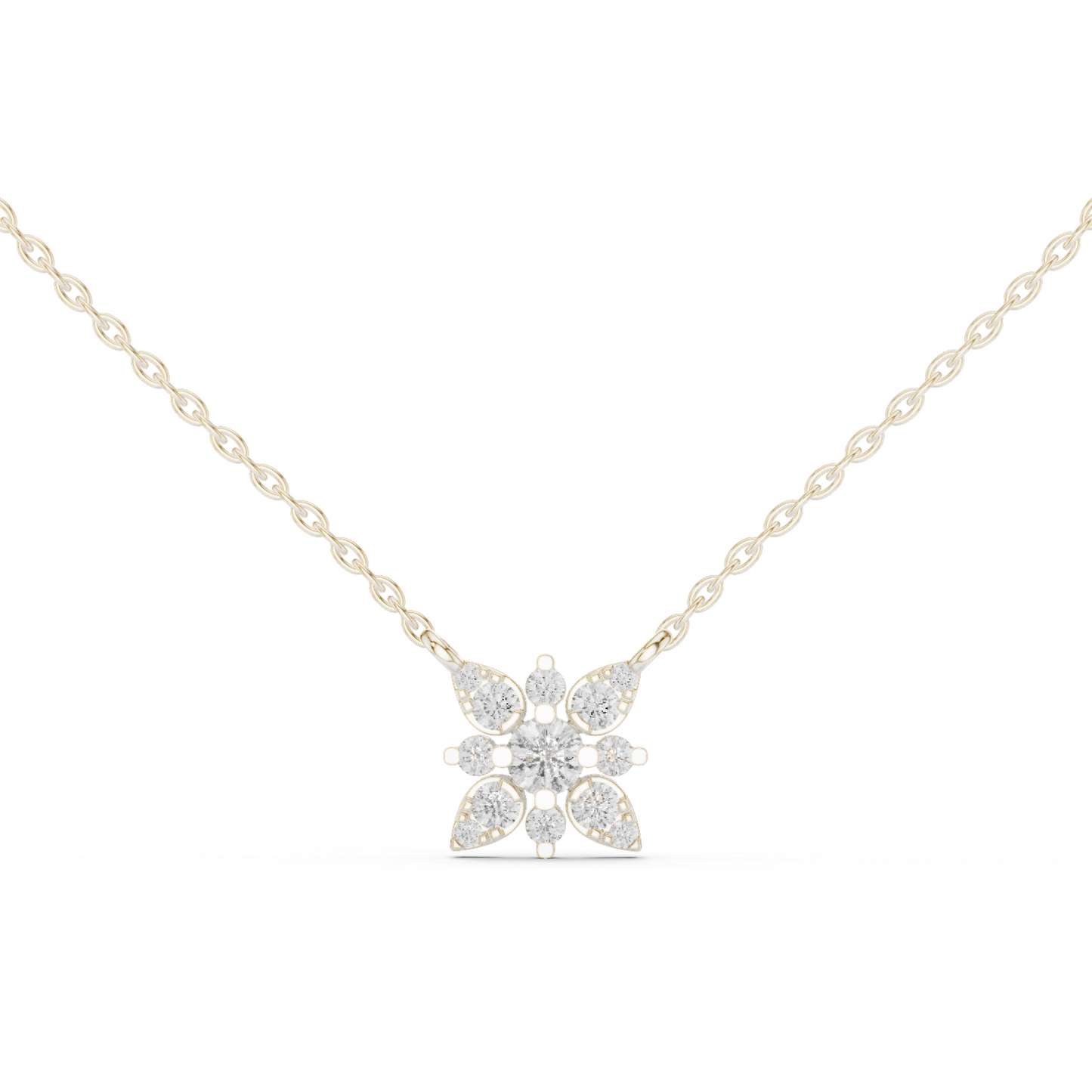 Round Lab Diamond Studded Flower Pendant