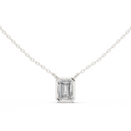 Bezel Set Emerald lab Diamond Solitaire Pendant