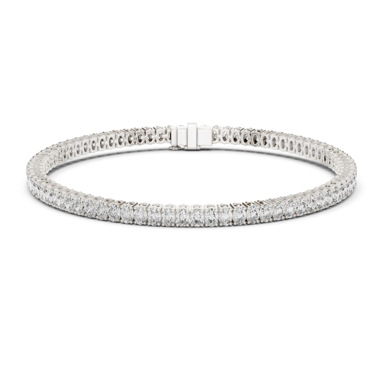 Oval Diamond Tennis Bracelet With Prong Setting